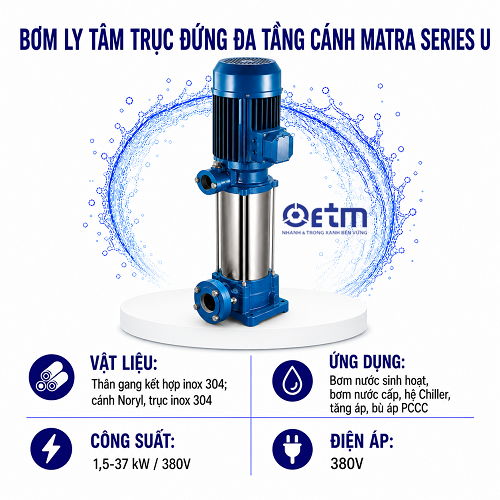 BƠM LY TÂM TRỤC ĐỨNG ĐA TẦNG CÁNH MATRA SERIES U